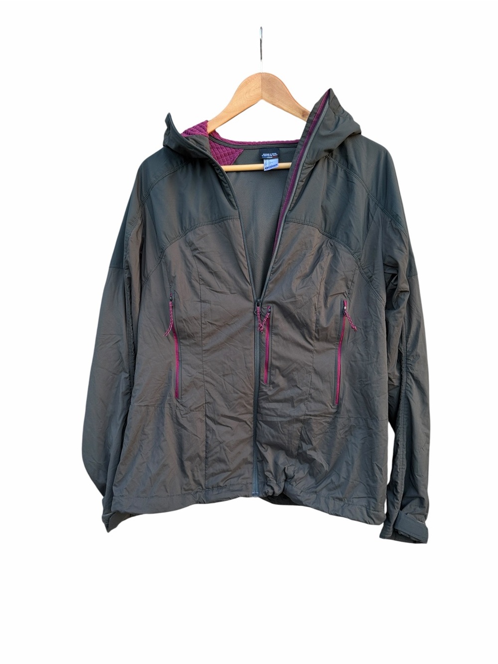 Decathlon forclax hooded Wind Shell Jacket Olive Green size large